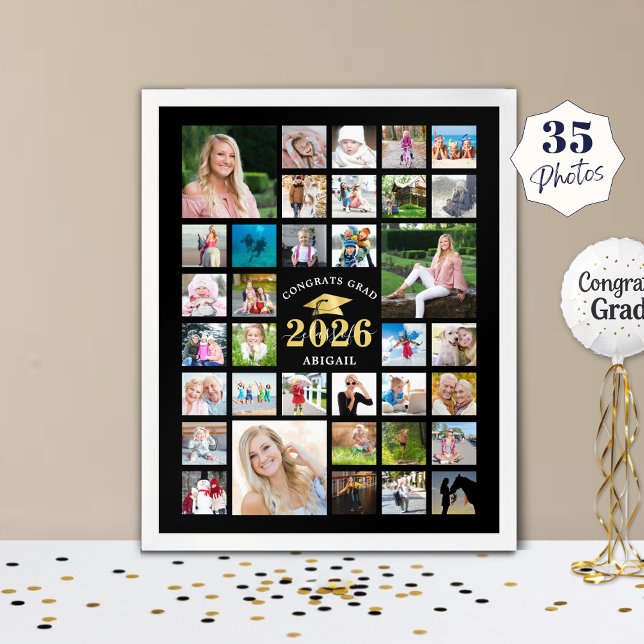 Póster Graduación 35 CLASE DE Collage de fotos AÑO Negro (Subido por el creador)