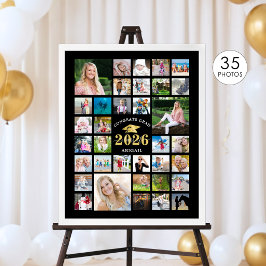 Póster Graduación 35 CLASE DE Collage de fotos AÑO Negro