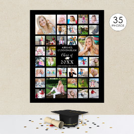 Póster Graduación 35 CLASE DE Collage de fotos AÑO Negro