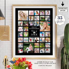 Póster Graduación 35 CLASE DE Collage de fotos AÑO Negro