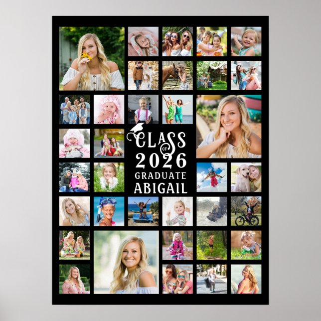 Póster Graduación 35 Collage de Fotos Clase de Año Gradua (Frente)