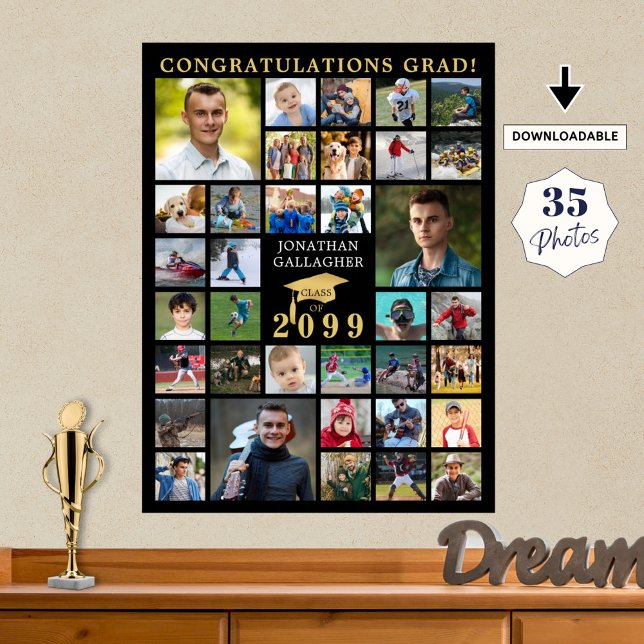 Póster Graduación 35 Collage de fotos Tapón de oro negro (Subido por el creador)