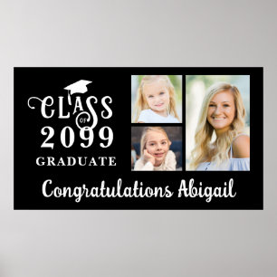 Póster Graduación 3 Foto Clase de Año Nombre del Graduado