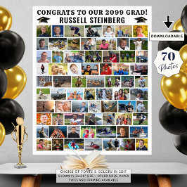 Póster Graduación 70 Collage de fotos Personalizado simpl