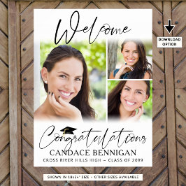 Póster Graduación Bienvenida 3 Fotos Script Felicitacione