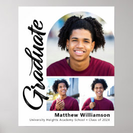 Póster Graduación blanca 3 Photo Bold Arch Black Script