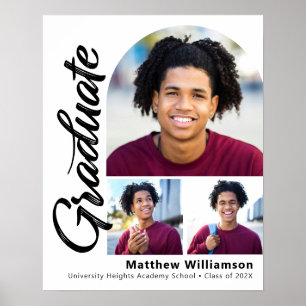 Póster Graduación blanca 3 Photo Bold Arch Black Script