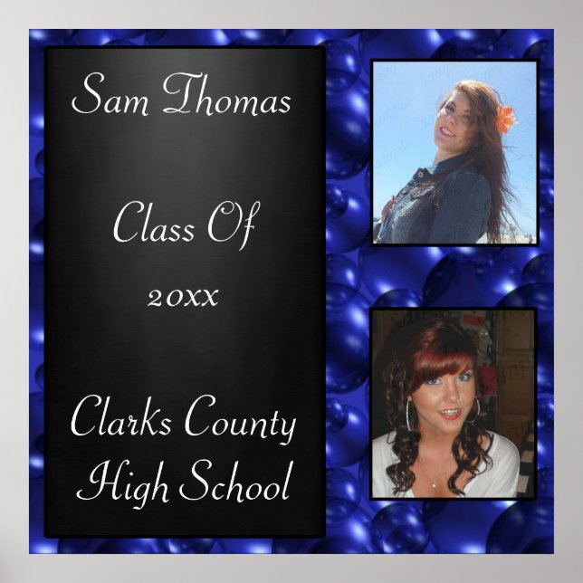 Póster Graduación Chalkboard 2 Fotos Burbujas de vidrio a (Frente)