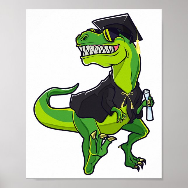 Póster Graduación Cl De 2025 Graduado De Dinosaurio T-rex (Frente)