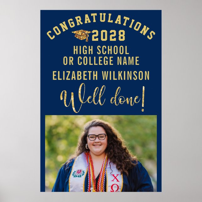 Póster Graduación con Foto Personalizada en Letra Negrita (Frente)