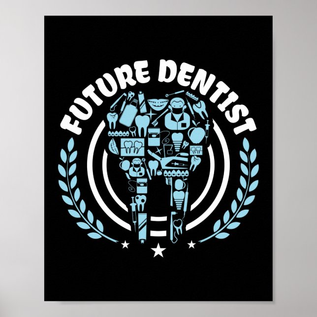 Póster Graduación de Asistente Dental Dentista Futuro Gra (Frente)