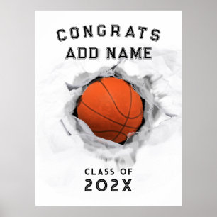 Póster graduación de baloncesto