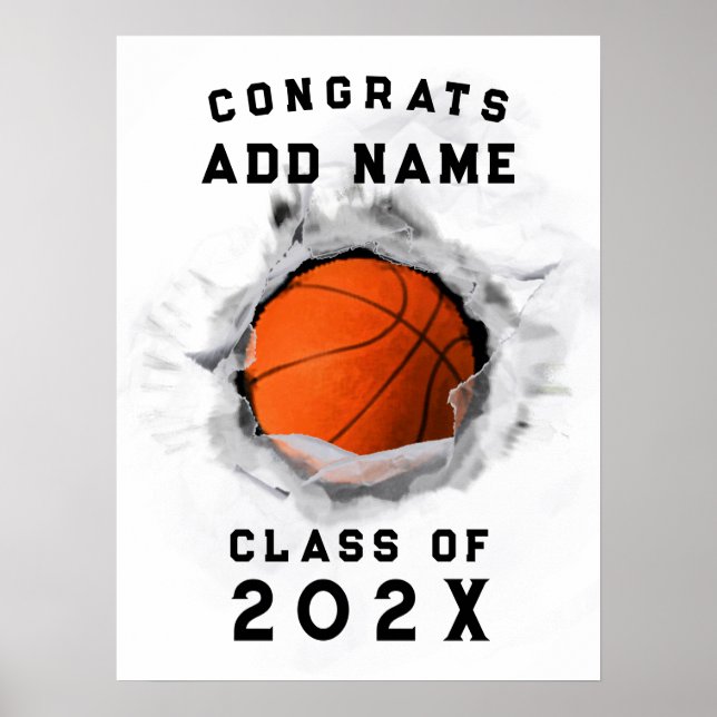 Póster Graduación de Baloncesto Personalizada (Frente)
