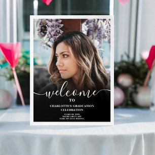 Póster Graduación de bienvenida de escritura elegante en