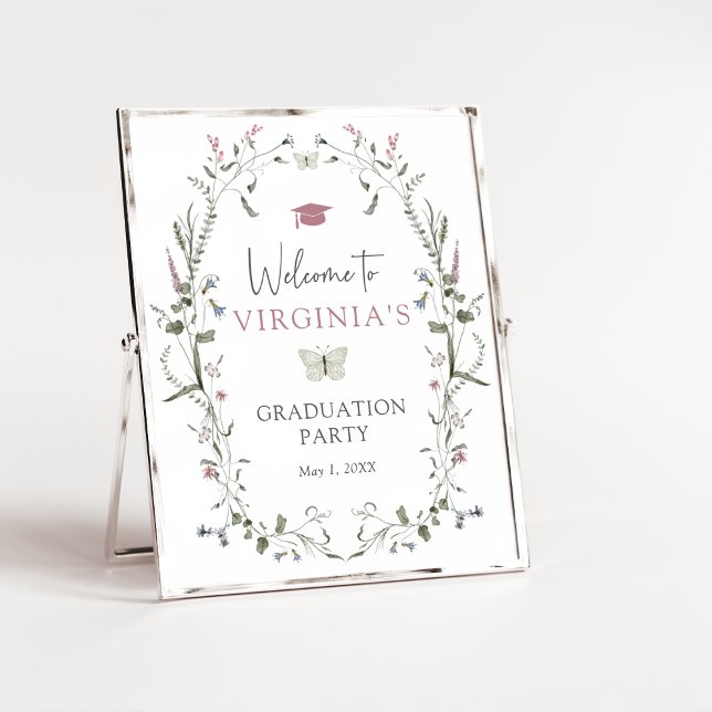 Póster Graduación de Flor Silvestre Pastel (Pastel Wildflower Graduation Poster by Painted Paperie
)