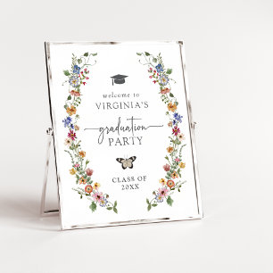 Póster Graduación de flores silvestres coloridas