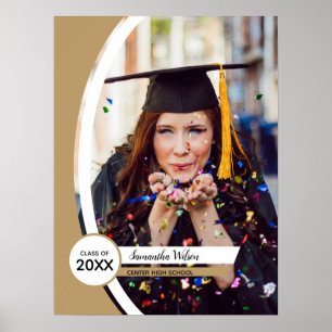Póster Graduación de foto de marco curvado de oro