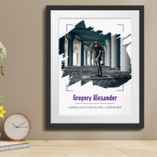 Póster Graduación de foto de pincel de edugie púrpura