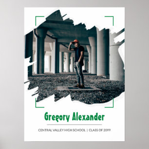 Póster Graduación de foto de pincel de resumen de Edgy ve