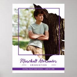 Póster Graduación de fotografía rota por morado