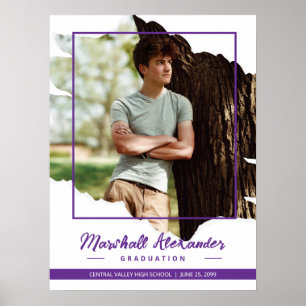 Póster Graduación de fotografía rota por morado