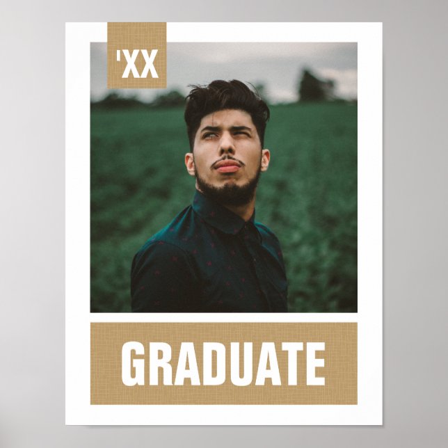 Póster Graduación de fotos con textura moderna de oro (Frente)