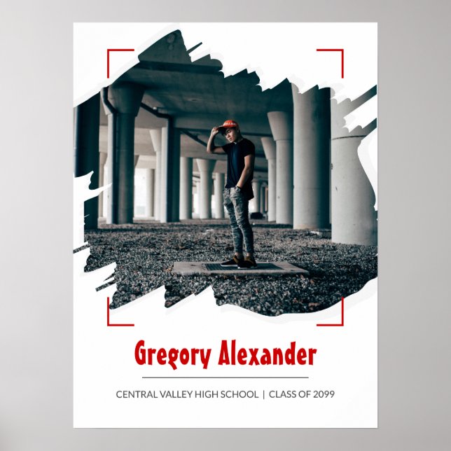 Póster Graduación de fotos de pincel de edugie roja (Frente)