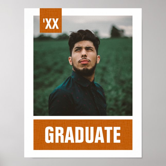 Póster Graduación de fotos texturadas de Naranja quemado  (Frente)