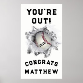 Póster Graduación de jugador de béisbol