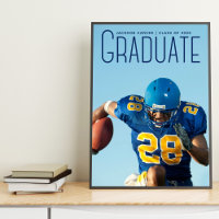 Graduación de jugador de fútbol foto de guión azul