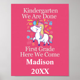 Póster Graduación de Kinder a Primer Grado Unicornio 