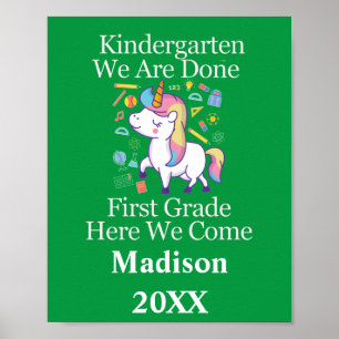 Póster Graduación de Kinder a Primer Grado Unicornio Po