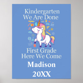 Póster Graduación de Kinder Primer Grado Unicornio