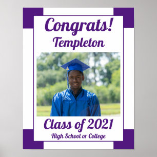 Póster Graduación de los colores morado y blanco