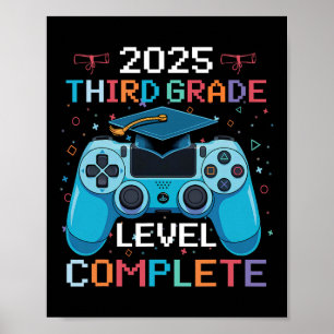 Póster Graduación de Niño Videojugador Completo de Nivel 