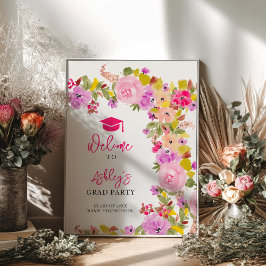 Póster Graduación de primavera de flores silvestres de ro