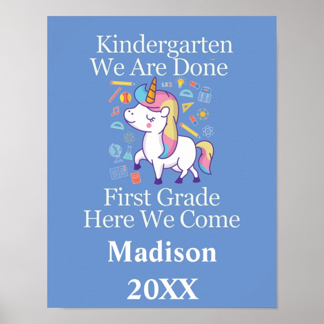 Póster Graduación de primer grado de Unicornio (Frente)