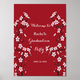 Póster Graduación del florecimiento del cerezo