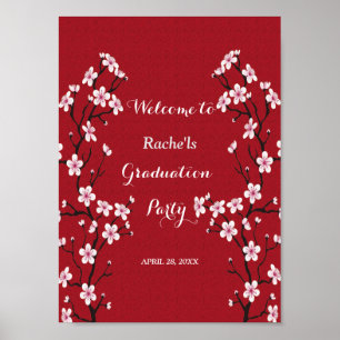 Póster Graduación del florecimiento del cerezo