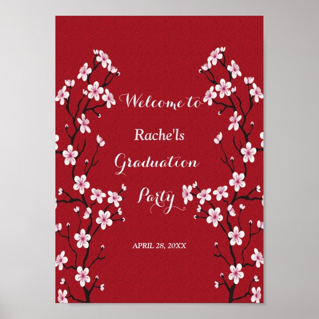 Póster Graduación del florecimiento del cerezo (Frente)