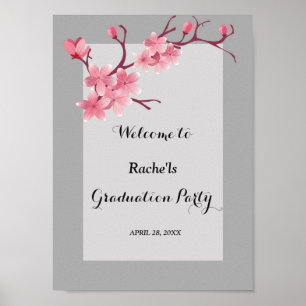 Póster Graduación del florecimiento del cerezo