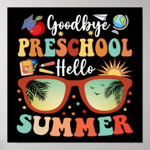 Póster Graduación divertida Adiós al preescolar Hola vera