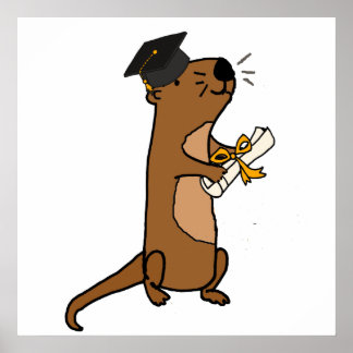 Póster Graduación divertida de Sea Otter Personalizado