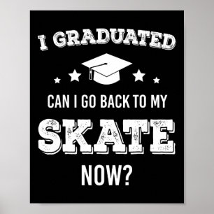 Póster Graduación Divertida Patineta Graduado Escuela Sec