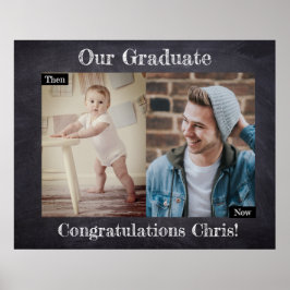 Póster Graduación entonces y ahora Fiesta Personalizada