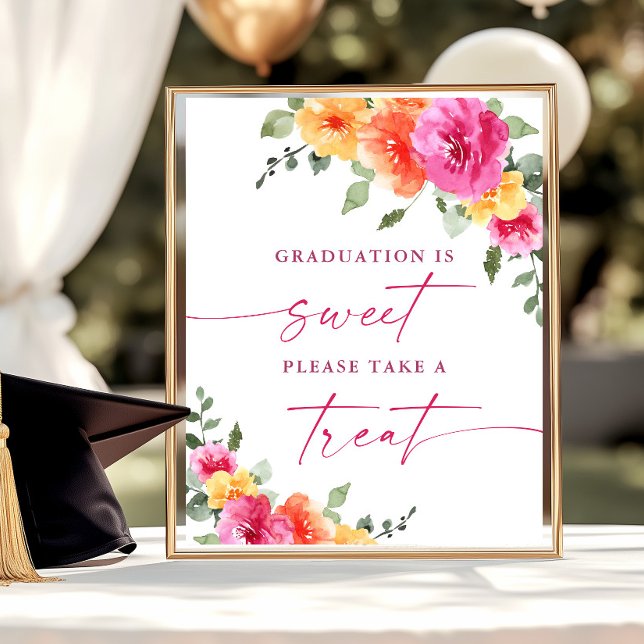 Póster Graduación es Rótulo floral brillante dulce festiv (Subido por el creador)