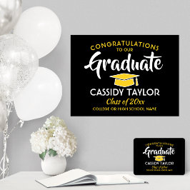 Póster Graduación Felicidades a los blancos y amarillos d