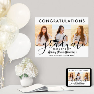 Póster Graduación Felicitaciones 3 Collage de fotos Guión