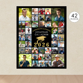 Póster Graduación Felicitaciones 42 Collage de fotos Oro