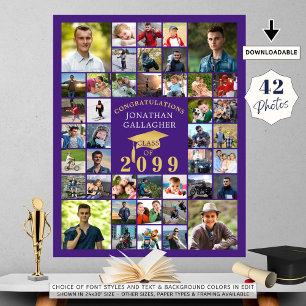 Póster Graduación Felicitaciones 42 Collage de fotos Oro 